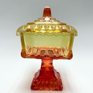 Jeanette Glass - Vintage (50s) Wedding Cake Box Pedestal Candy Dish.